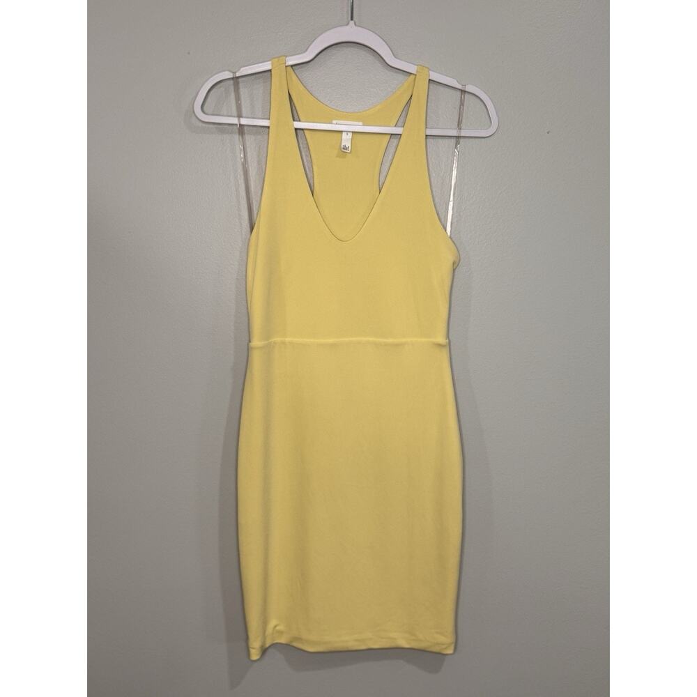 Leith Jersey Knit Bodycon Racerback Tank Dress Yellow Small